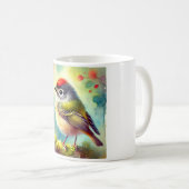 Ruby crowned Kinglet 050724AREF114 - Watercolor Kaffeetasse (VorderseiteRechts)