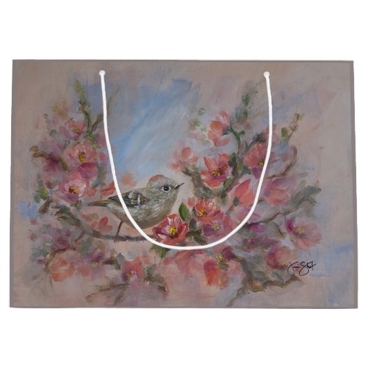 Ruby Crowned Kinglet Bird Große Geschenktüte (Vorderseite)