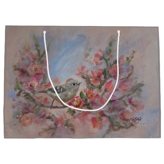 Ruby Crowned Kinglet Bird Große Geschenktüte (Rückseite)