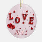 Ruby Crystal Liebe and Hearts Initial Ornament (Links)