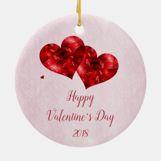 Ruby Crystal Liebe and Hearts Initial Ornament (Hinten)