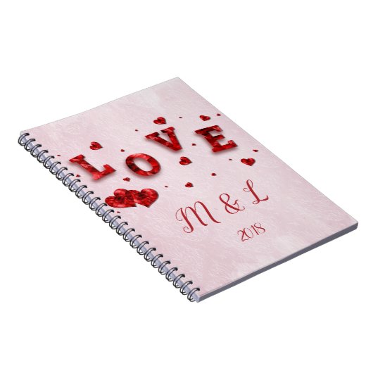 Ruby Crystal Liebe and Hearts Notebook Notizblock (Rechte Seite)