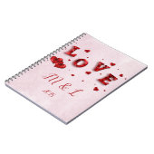 Ruby Crystal Liebe and Hearts Notebook Notizblock (Linke Seite)