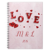 Ruby Crystal Liebe and Hearts Notebook Notizblock (Vorderseite)