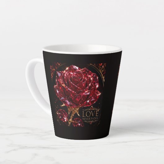 Ruby Crystal Rose – Love Never Fades Milchtasse (Linke Ecke)