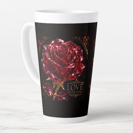 Ruby Crystal Rose – Love Never Fades Milchtasse (Linke Ecke)