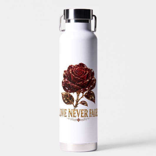Ruby Crystal Rose – Love Never Fades Trinkflasche (Vorne)