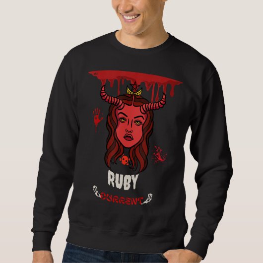 Ruby Current Retro Halloween Blood Demon Designs P Sweatshirt (Vorderseite)