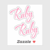 Ruby Decorative Name in Pink x2 Aufkleber (Blatt)