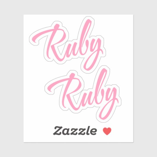 Ruby Decorative Name in Pink x2 Aufkleber (Blatt)