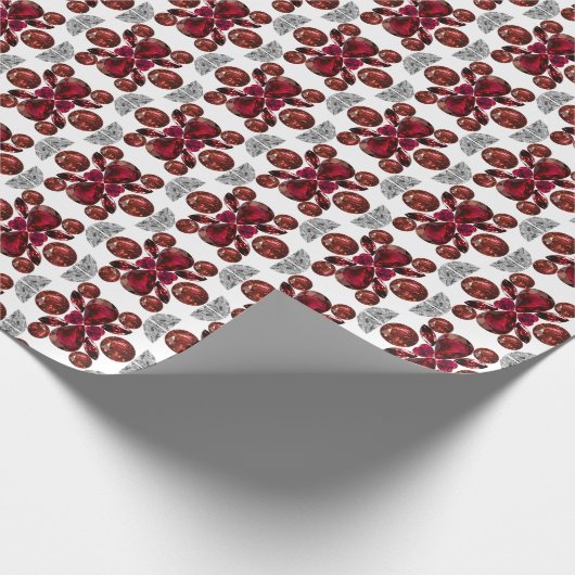 Ruby & Diamond Gemstone Art Red Geschenkpapier (Ecke)