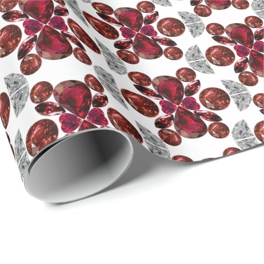 Ruby & Diamond Gemstone Art Red Geschenkpapier (Rolleneckpunkt)