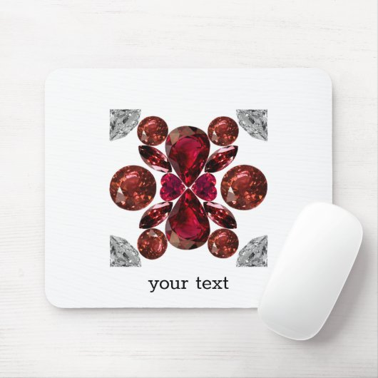 Ruby & Diamond Gemstone Art Red Mousepad (Mit Mouse)