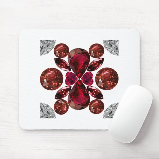 Ruby & Diamond Gemstone Art Red Mousepad (Mit Mouse)