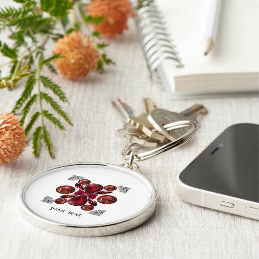 Ruby & Diamond Gemstone Art Red Schlüsselanhänger (Seite)