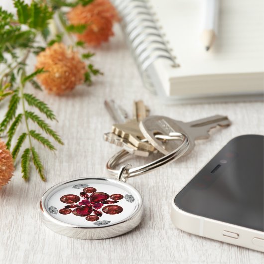 Ruby & Diamond Gemstone Art Red Schlüsselanhänger (Seite)