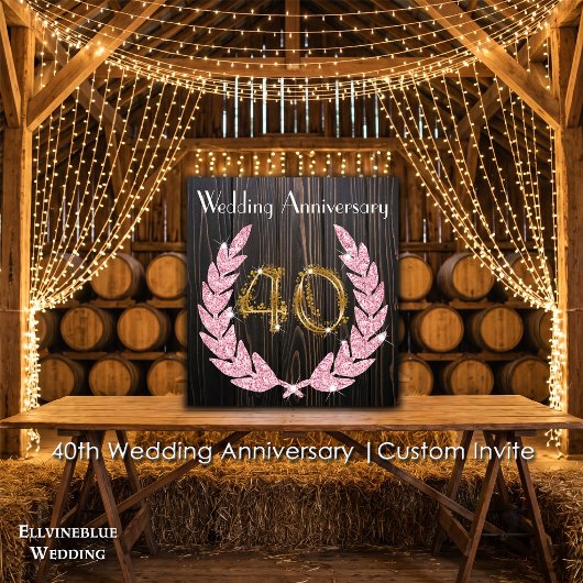 Ruby Diamond Laurel Gold 40. Hochzeitstag Einladung