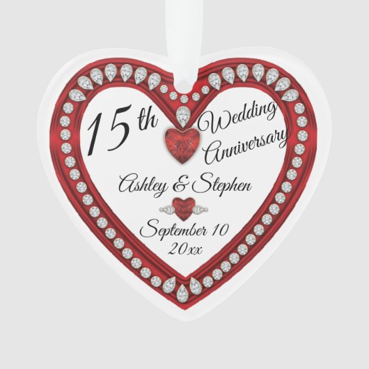 Ruby Diamonds zum 15. Hochzeitstag - Sake Ornament (Vorderseite)