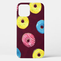 Ruby Donuts: Aquarellfarbenes, nahtloses Muster.