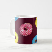 Ruby Donuts: Aquarellfarbenes, nahtloses Muster. Kaffeetasse (Vorderseite Links)