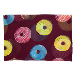 Ruby Donuts: Aquarellfarbenes, nahtloses Muster. Kissenbezug