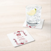 Ruby Elegant Floral 40. Hochzeitstag Rechteckiger Pappuntersetzer (Vor Ort)