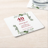 Ruby Elegant Floral 40. Hochzeitstag Rechteckiger Pappuntersetzer (angewinkelt)