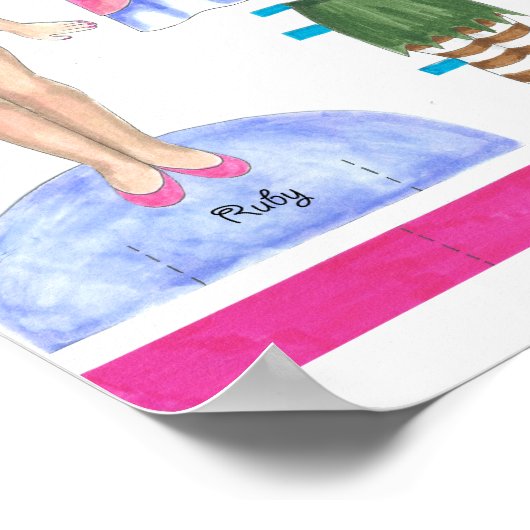 Ruby Fantasy Hero Paper Doll - Play or Display Poster (Ecke)