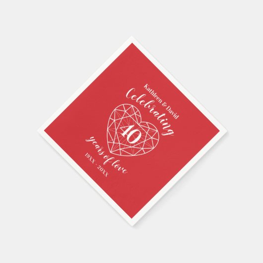 Ruby feiert 40 Jahre Liebe Party Servietten (Ecke)