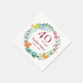 Ruby Floral Butterfly zum 40. Jahrestag Serviette (Ecke)