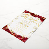 Ruby Floral Garden Scroll Mis Quince Quinceanera Folieneinladung (Gedreht)