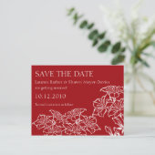 Ruby Floral Konturen Save the Date Postkarte (Stehend Vorderseite)
