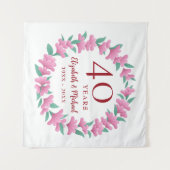 Ruby Floral Pink Blume Wreath zum 40. Jubiläum Wandteppich (Vorderseite (Horizontal))