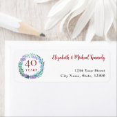 Ruby Floral Rücksendeadressen-Aufklebers zum 40. J (Insitu)