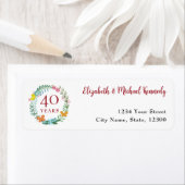 Ruby Floral Rücksendeadressen-Aufklebers zum 40. J (Insitu)