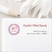 Ruby Floral Rücksendeadressen-Aufklebers zum 40. J (Insitu)