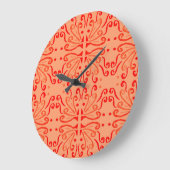 Ruby Floral: Tribal Geometric Pattern. Große Wanduhr (Winkel)