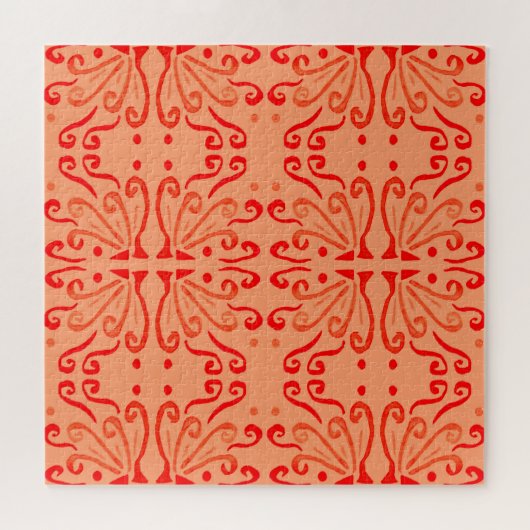 Ruby Floral: Tribal Geometric Pattern. Puzzle (Horizontal)