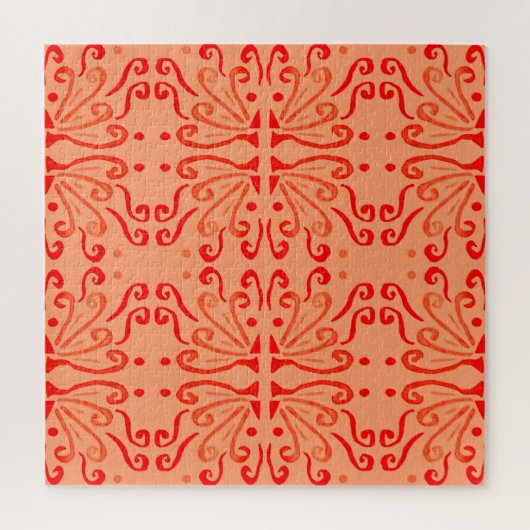 Ruby Floral: Tribal Geometric Pattern. Puzzle (Vertikal)