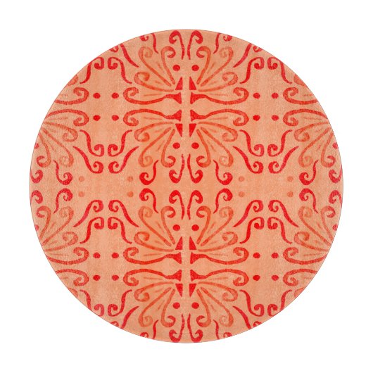 Ruby Floral: Tribal Geometric Pattern. Schneidebrett (Vorderseite)
