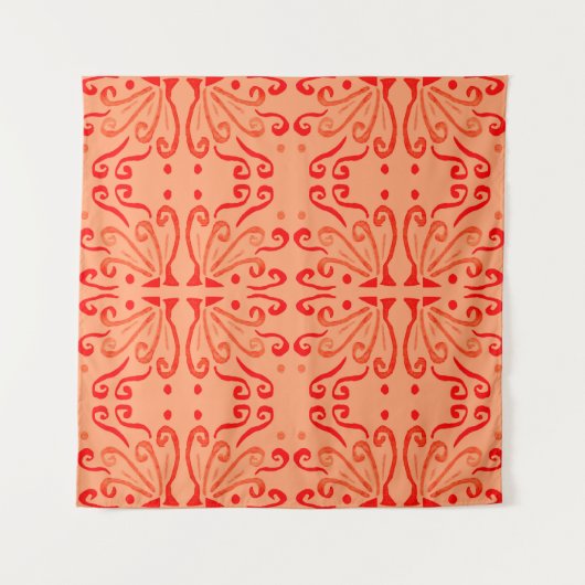Ruby Floral: Tribal Geometric Pattern. Wandteppich (Vorderseite (Horizontal))