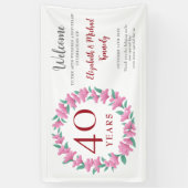 Ruby Floral Wreath Wedding zum 40. Jubiläum Banner (Vertikal)