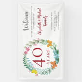 Ruby Floral Wreath Wedding zum 40. Jubiläum Banner (Vertikal)