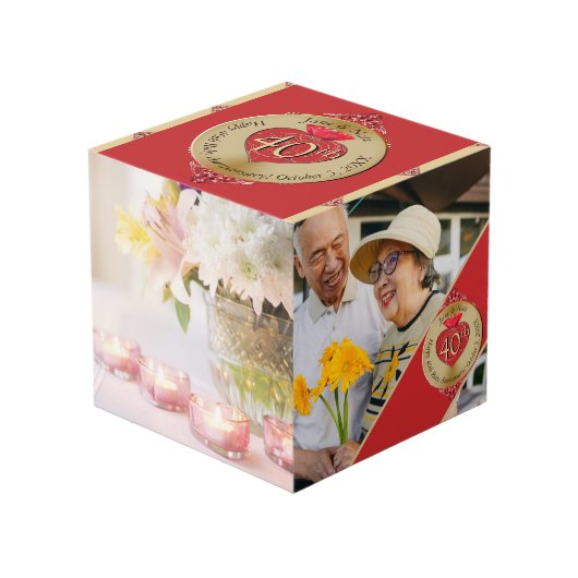 Ruby Foto Cube zum Geburtstag der Hochzeit Würfel (Vorderseite Schrägansicht)