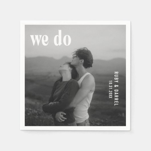 Ruby Foto Moderne Hochzeit Serviette (Vorderseite)