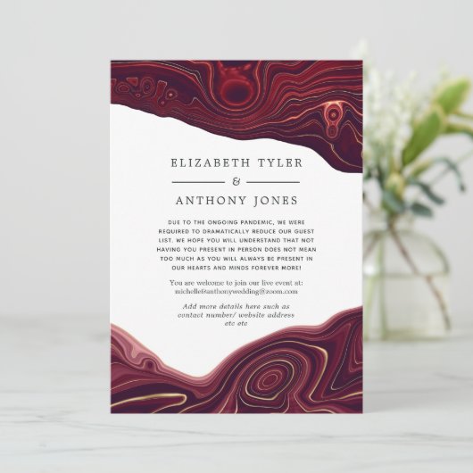 Ruby Garnet und Gold Agate Reduced Guest List Ankündigung (Stehend Vorderseite)