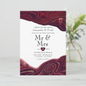 Ruby Garnet und Gold Strata Agate Mr & Mrs Wedding Einladung (Stehend Vorderseite)