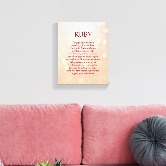 Ruby Geburtstone - Leinwand der Gedicht-Kunst im J (Insitu (Wohnzimmer))