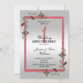 Ruby Gem, Glitzer & Silver 1. Hochzeit Einladung (Vorderseite)