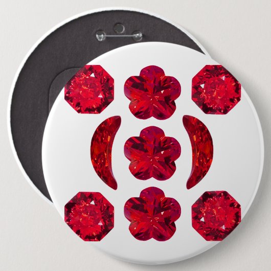 Ruby Gemstone Art, Red Button (Vorne & Hinten)